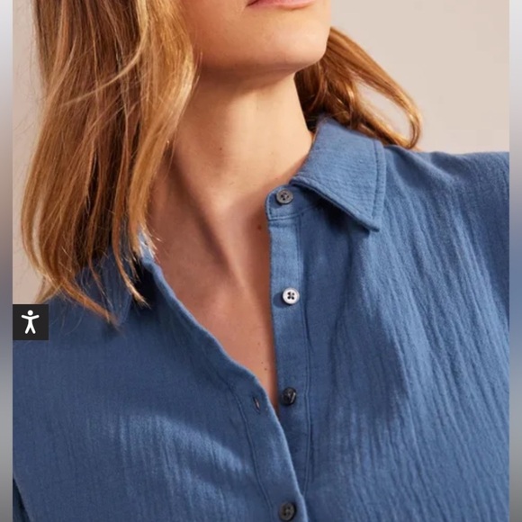 New! Boden cotton textured button down shirt blue plus size nwt 20223 - Picture 4 of 13
